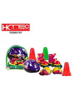 

Backpack with inline skates, protections and acces