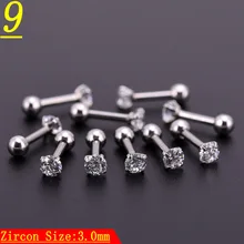 20 шт серебро циркон кристалл сердце круглый шар язык губы бар кольцо Штанга нержавеющая сталь уха шпильки пирсинг ювелирные изделия