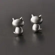 925 пробы серебряные трехмерные серьги-гвоздики в виде котенка кота для женщин и девочек из стерлингового серебра-ювелирные изделия VES6047