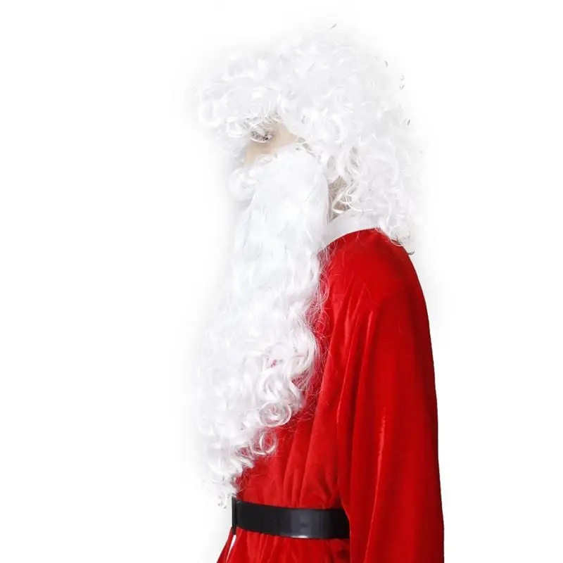 Babbo natale Parrucca Riccia e Barba per Natale(Bianco