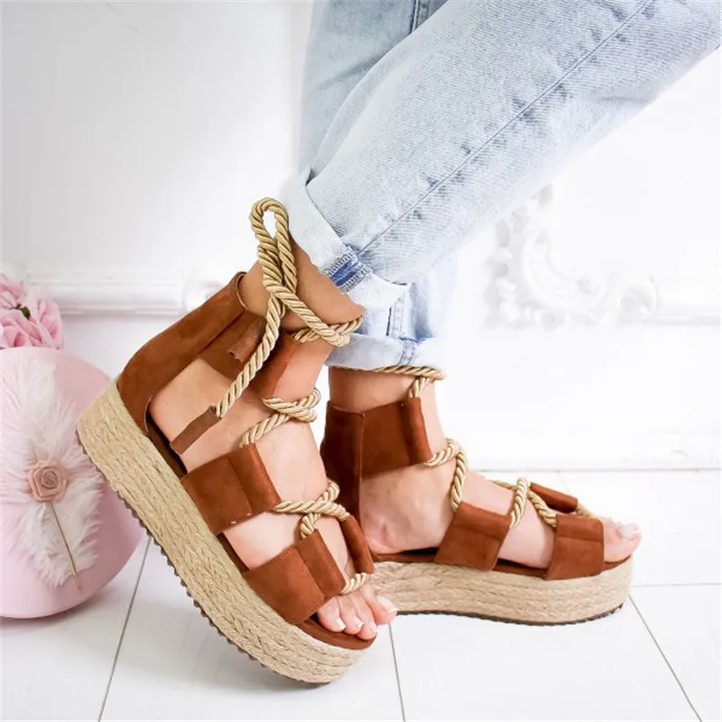

LASPERAL 2019 Flat For Girl Women Comfortable Sandalias Ladies Thick Heel Sole Gladiator casual sandals