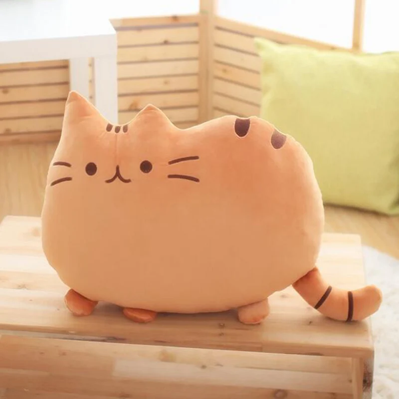 Brown Kawaii печенья кошка подушка плюшевая подкладка Brinquedos с pp чучело из хлопка животных плюшевые игрушки куклы дети украшение дома 40x30 см - Цвет: Brown