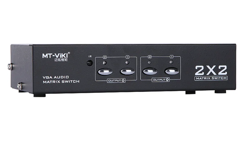 2017 Original MT-VIKI 2 Input 2 Output VGA Video Audio Matrix Switch 2x2 with IR Remote Control 2048*1536 HD 400MHz MT-VT212