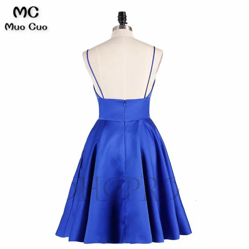 Charming Satin Spaghetti Straps Neckline Short A-line Homecoming Dresses 4