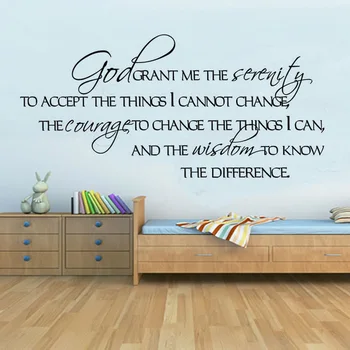 

God Grant Me The Serenity Text Wall Sticker For Kids Room PVC Balck Adhesive Waterproof Decals Home Decoration Accessories