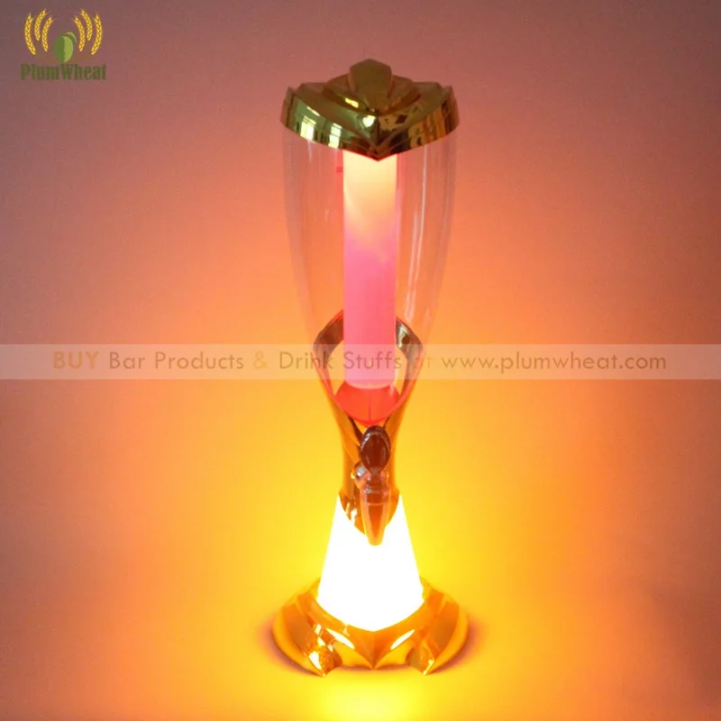 

Gold 3 Liters Beer Tower Dispenser with LED Light Ice Tube BT71