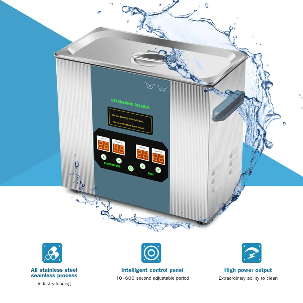

4.5L Ultrasonic Cleaner Ultrasonic Digital Display Heated Setting Cleaning Machine Stronger 180W Adjustable Ultrasonic Power