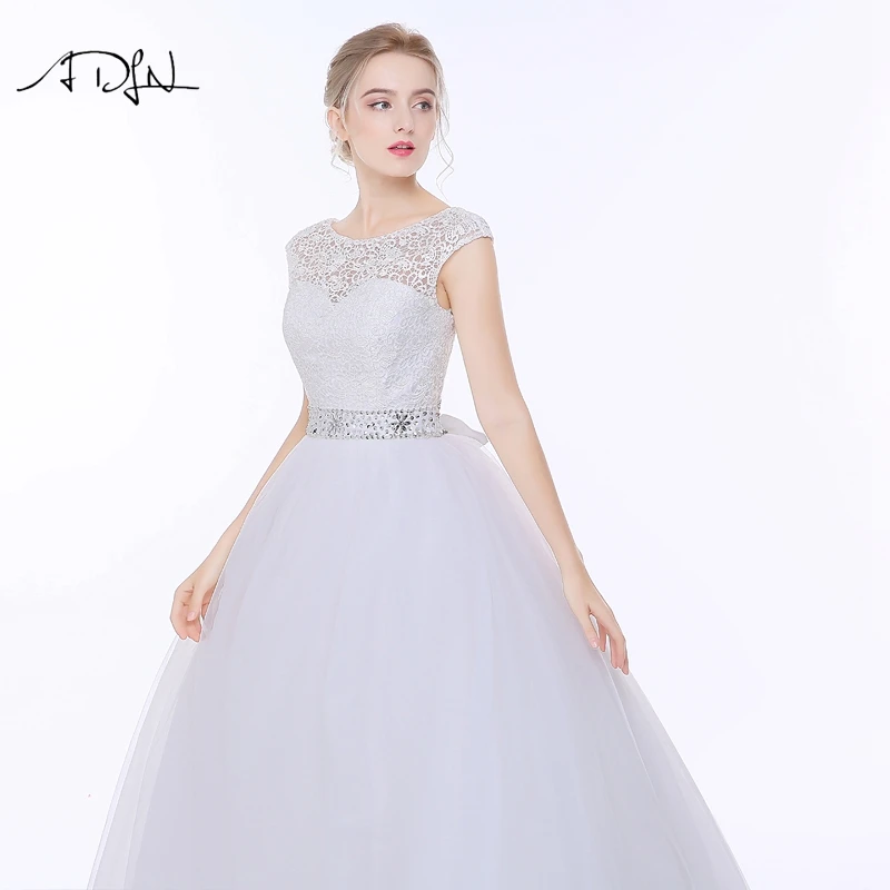 ADLN элегантное кружевное платье на свадьбу А силуэта с глубоким вырезом