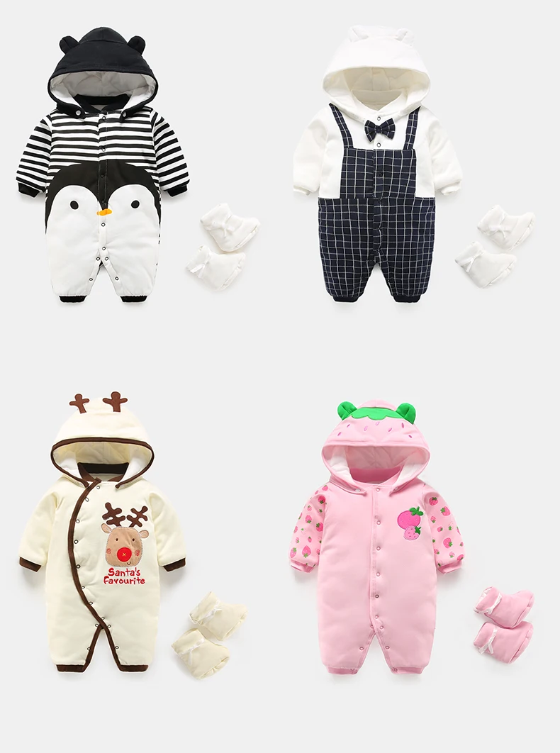 Новинка года; одежда для малышей съемный комбинезон из хлопка с капюшоном для новорожденных; теплая зимняя одежда для малышей Детский комбинезон в стиле животных