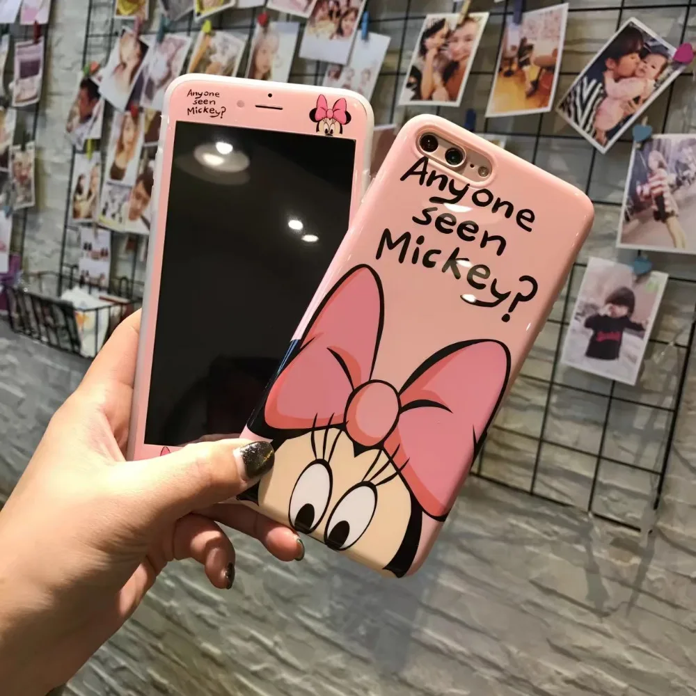 20 штук) DHL для IPhone X 8/8 plus, 7, 7 plus, 6s плюс 6s чехол+ закаленное Стекло Экран милый Микки и Минни Маус для разделывания свиньи, утки Чехлы TPU