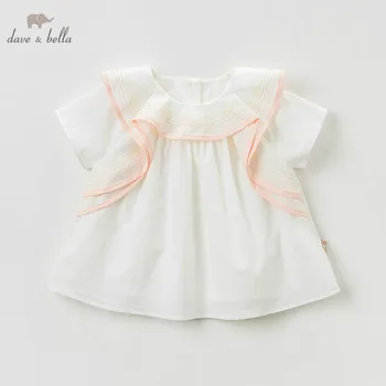 

DB10229 dave bella summer baby girls shirts infant toddler 100% cotton tops children high quality clothes