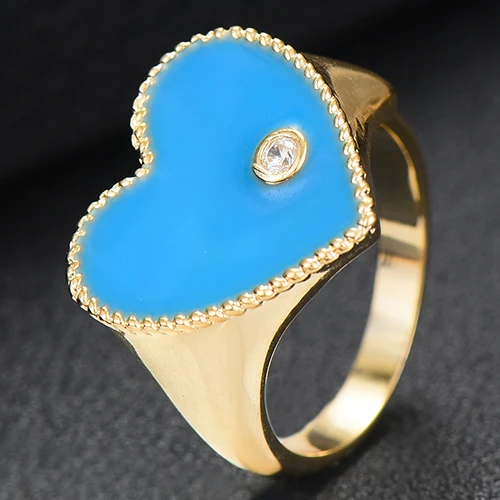 GODKI модное кольцо в форме сердца, роскошное цветочное колесо, CZ кубический циркон, CZ Кольцо для женщин, Свадебные обручальные кольца в Дубае - Main Stone Color: Blue