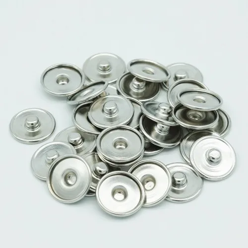 

100pcs/lot 18mm Round Snap Press Button Jewelry Silver Button Setting Blanks Fit 18mm Cabochon