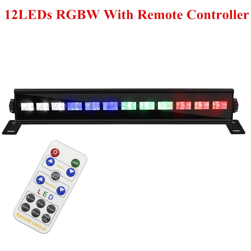 УФ RGB RGBW Led бар вечерние светильник s с дистанционным управлением DMX сценический светильник ing Эффект диско-свет для рождества домашние вечерние Описание светильник s - Цвет: 12LEDs RGBW