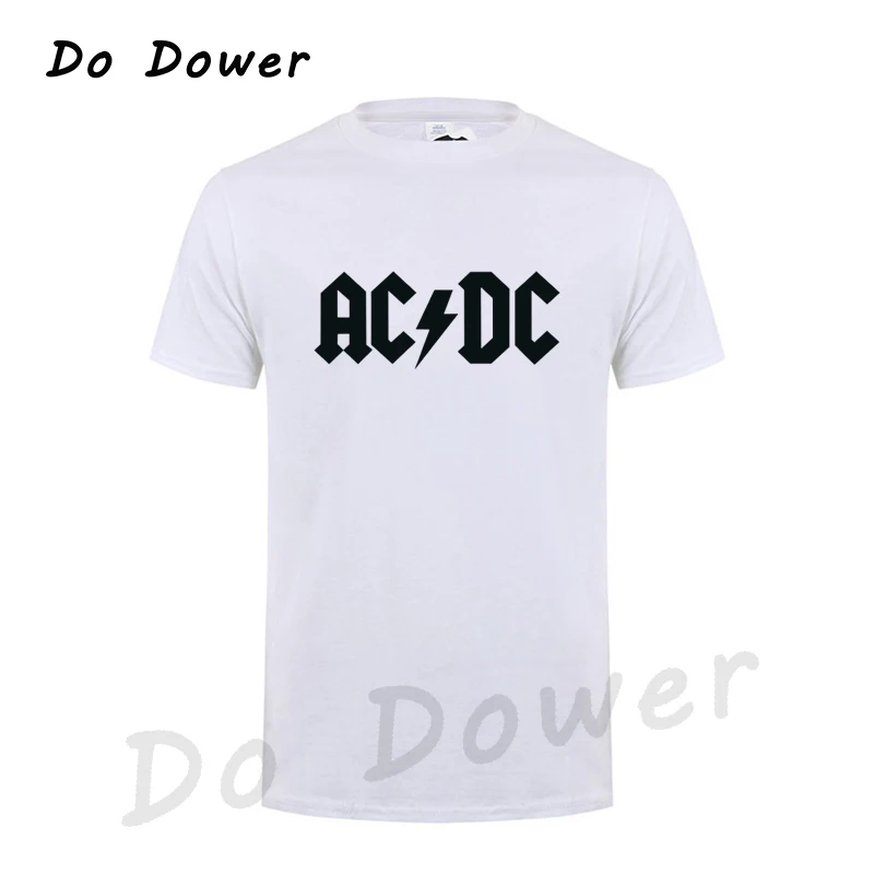 Новинка, Camisetas AC/DC Band Rock, Мужская футболка с графическим принтом Acdc, Повседневная футболка с круглым вырезом, хип-хоп, короткий рукав, хлопковый топ - Цвет: White