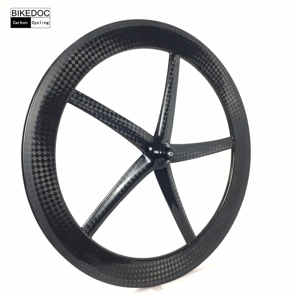 Top BIKEDOC 700c Carbon 5 Spoke Wheel Tubular And Clincher 65mm Carbon Wheels 25mm Width Fixed Gear Wheels 0