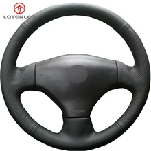 LQTENLEO черная искусственная кожа ручная прошитая крышка рулевого колеса автомобиля для peugeot 206 2003-2006