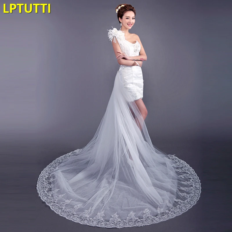 

LPTUTTI New White Appliques Lace Sexy Princess Bridal Marriage Gown Bride Simple Party Events Long Luxury Wedding Dresse