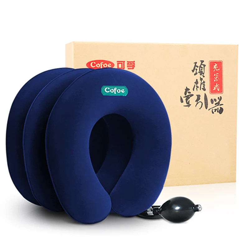 Goede Opblaasbare Nek Tractie Zachte Cervicale Kraag Stretching Apparaat Air Cervicale Kussen 3 Lagen Voor Nek En Schouder Pijn Brace