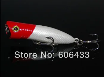 

10PCS/lot Fishing Fish CrankBait Lure Lures red heard white body popper hook 6cm 5.5g