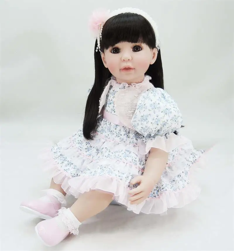 

24inch Handmade Silicone 58cm Lifelike real touch princes white skin toddlers realistic doll reborn alive birthday Xmas doll