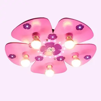

OOVOV Cartoon Pink Flowers Children's Room Ceiling Lamps Fashion Princess Room Ceiling Lights Girl's Bedroom Ceiling Lighting