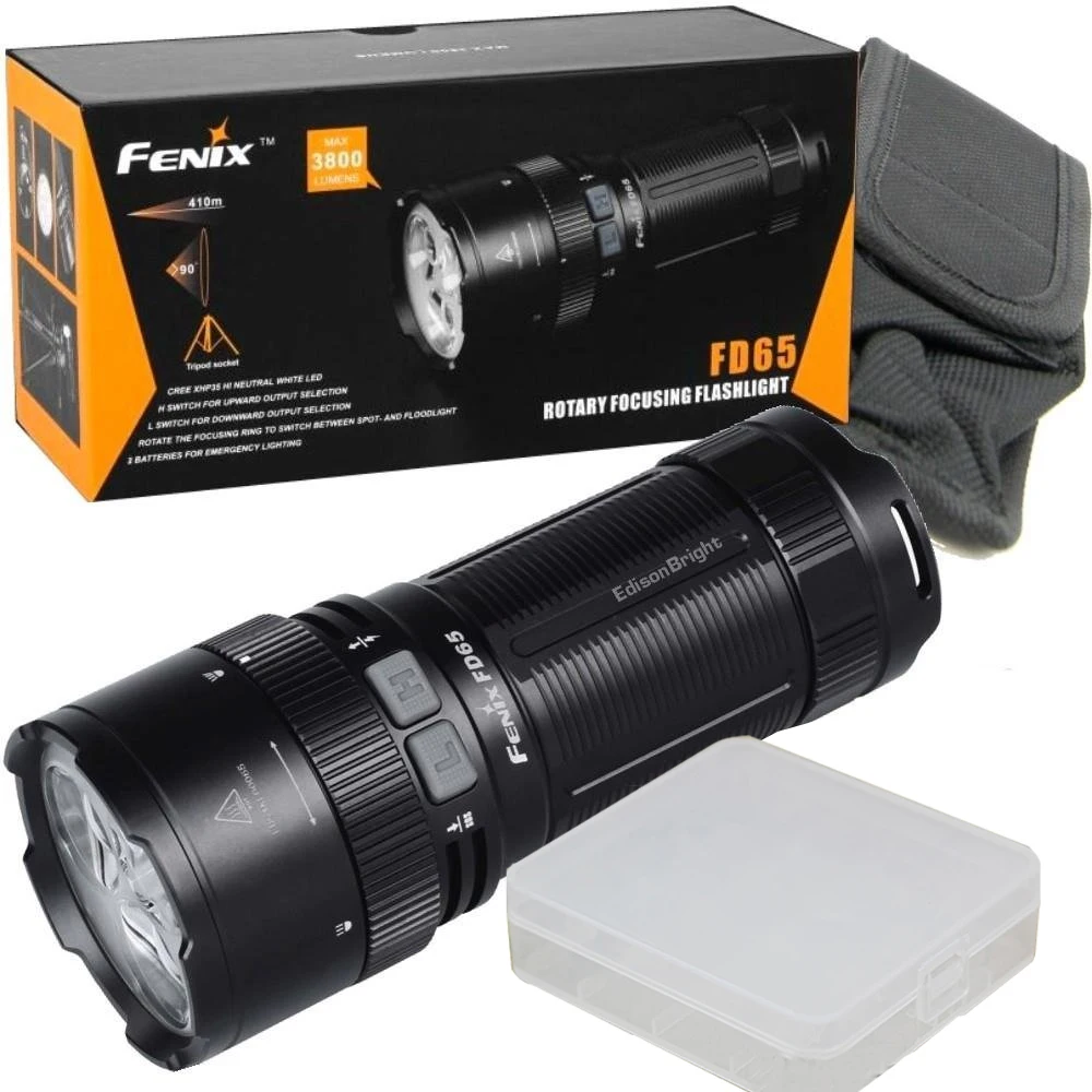 

FENIX FD65 adjustable focus 3800 Lumen CREE LED military/ search rescue Flashlight with battery case