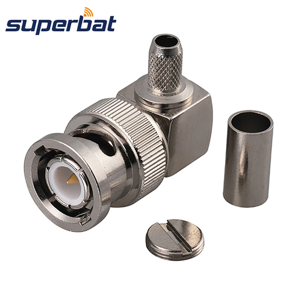 Superbat 90 градусов BNC штекер прямоугольный обжим для кабеля RG58 LMR195 RG142 RF коаксиальный