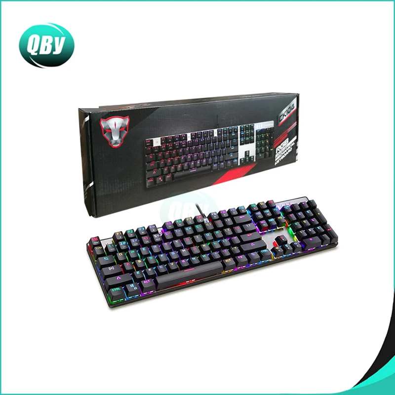  Mechanical Gaming Keyboard Wired 104 Keys with Beautiful Real RGB Blue Switch LED Backlit for Count