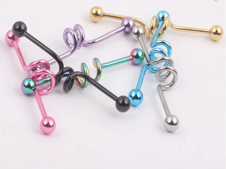 PE52006 free shipping 100pc/lot spiral body jewelry piercing long