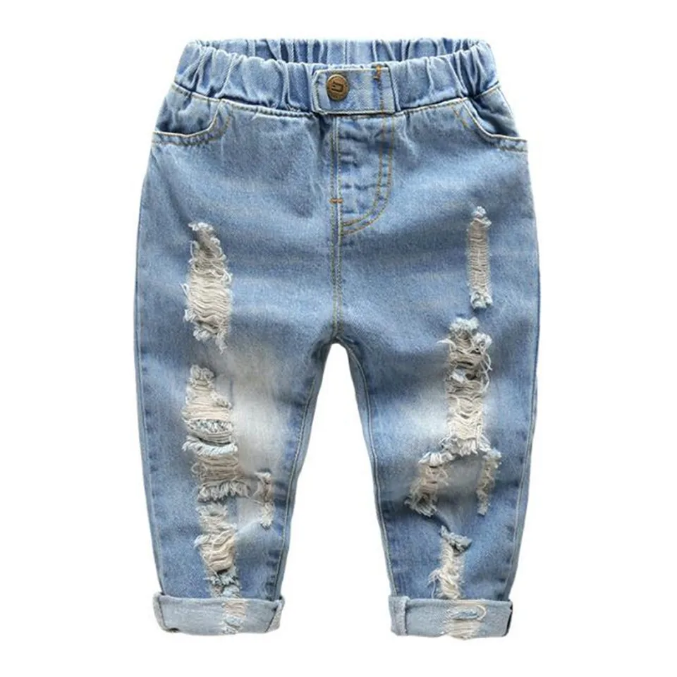 

2019 Children's clothing Jeans new child pants boy Broken hole jeans spring and autumn cotton baby Kids Trousers For 2-6 years