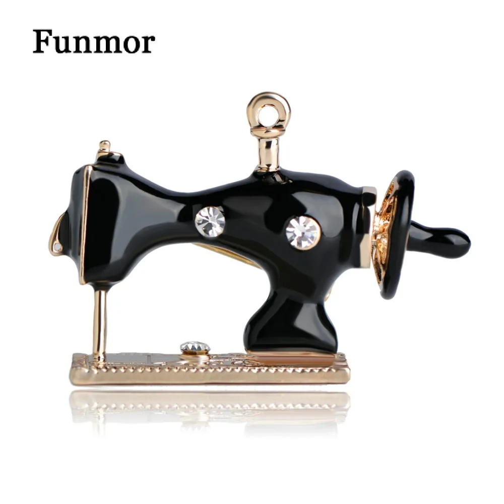Винтажная эмалированная Женская сувенирная брошь Funmor в форме швейной машины|brooch