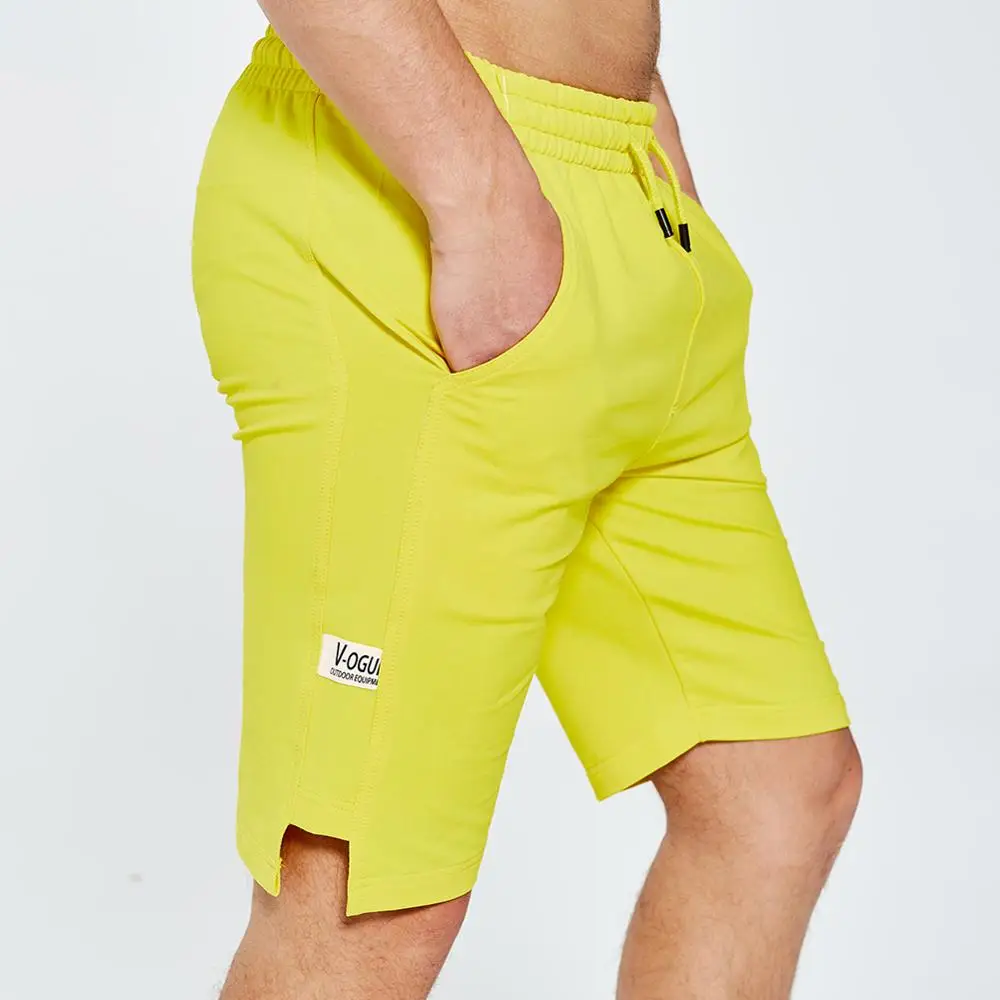 Мужские шорты, летние, большие размеры, одноцветные, с разрезом, пять точек, повседневные шорты, пляжные