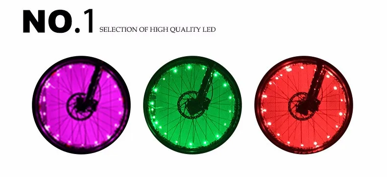 2 м 20LED светильник для горного велосипеда, шоссейного велосипеда, мотоцикла, колеса, спиц, светильник s, водонепроницаемый Предупреждение велосипедный фонарь