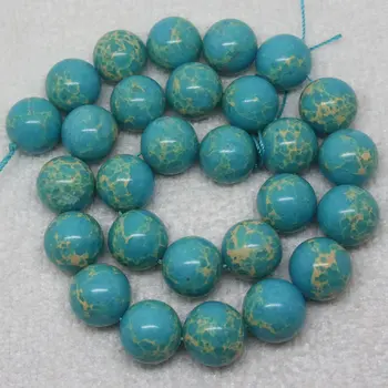 

Mini. Order is $7! 6-14mm Light Blue Emperor imperial Jaspers Smooth Round DIY Jewelry Making Spacer Beads 15"