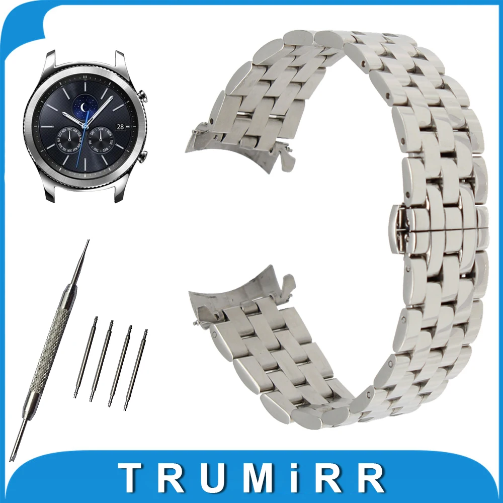 22mm Stainless Steel Watch Band for Samsung Gear S3 Classic Frontier Butterfly Buckle Strap Wrist Belt