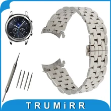 22mm Montre En Acier Inoxydable Bande pour Samsung Gear S3 Classique/Frontière Papillon Boucle Courroie de Poignet Bracelet Noir Argent
