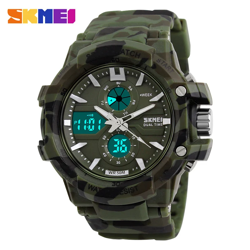 

SKMEI Men Digital Quartz Watch Clock Sport Watch Men Outdoor Dual Display LED Man Wrist Watches Top Brand relogio masculino 0990