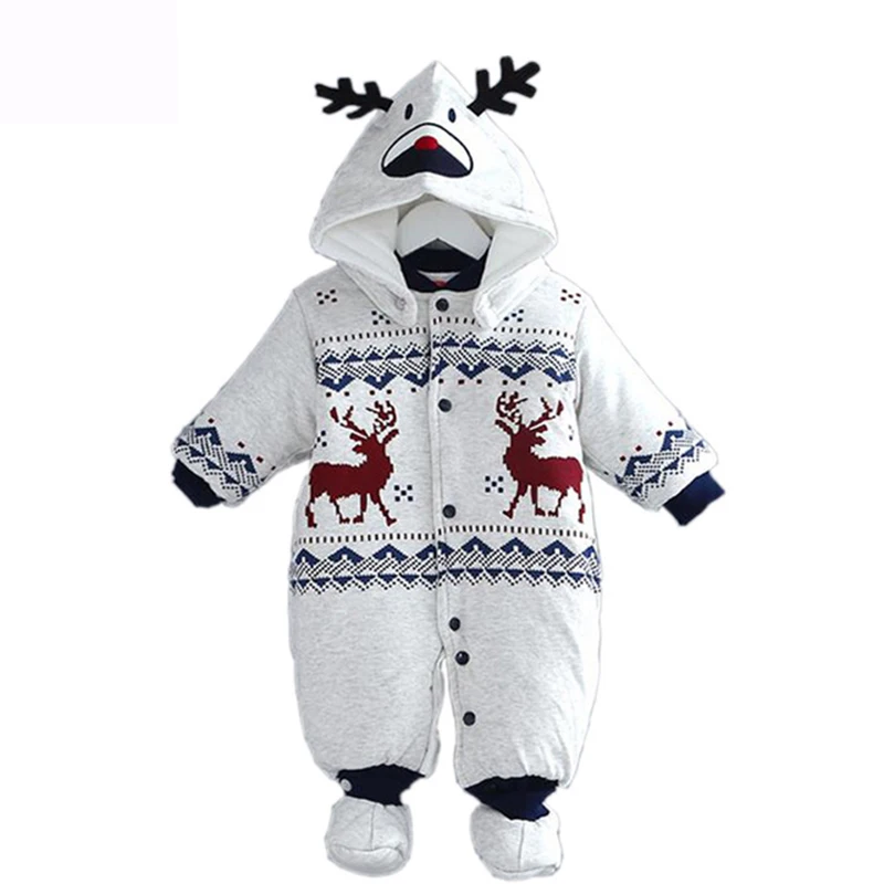 

Winter Newborn Clothes Christmas Deer Baby Boy Warm Infant Romper Kid Jumpsuit Hooded Infant Clothes Outfit Winter Baby Clothing