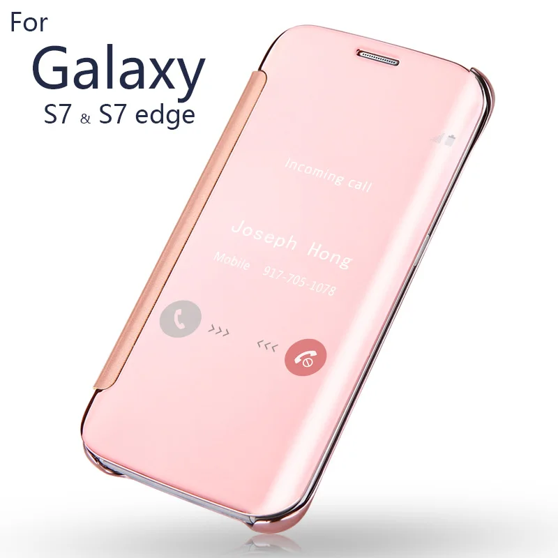 view de la de lujo para samsung s7 & s7 edge funda de cuero flip pantalla espejo protector de pantalla de alta definición|s7 notebook|s7 cars7 phone - AliExpress