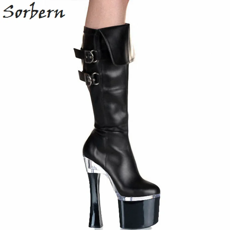 black mid length boots