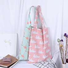 1 шт. эко вместительные сумки для продуктов с животным принтом Пляжная сумка для покупок из хлопка и льна Женская Повседневная многоразовая сумка для покупок