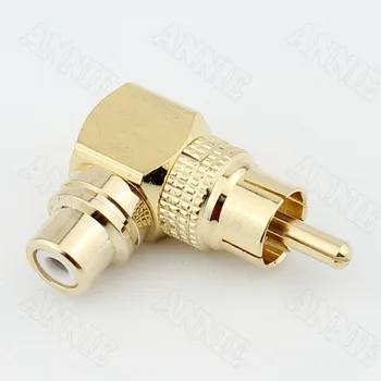 

30pcs/lot RCA Male To Right-Angle Female Converter For Gold Snake L AV Connector Lotus 90 Degrees Elbow