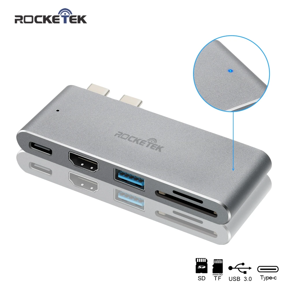 Rocketek multi Тип usb c 3,0 концентратор порты и разъёмы HDMI К 4 к адаптер splitter с SD TF Card Reader для MacBook pro портативных ПК интимные аксессуары