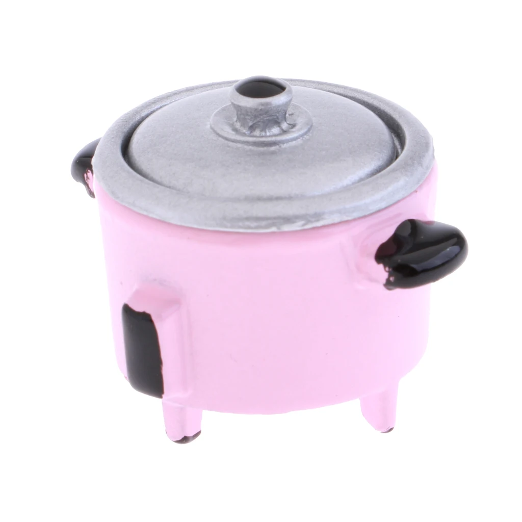 MagiDeal 1:12 Dollhouse Miniature Cookware Mini Electric Rice Cooker Accessory Pink