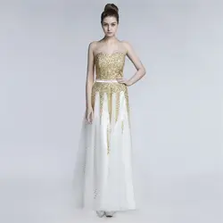 Мода Vestido de festa Милая Золото бисер платье для выпускного вечера Длинные 2018 vestido longo Вечернее vestido longo de festa