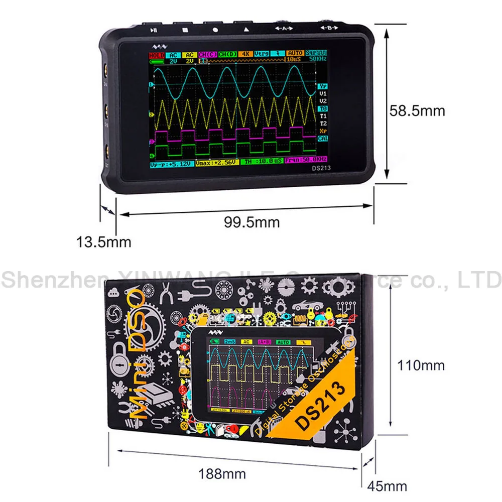 DS213/DS212 Мини Ручной светодиодный дисплей цифровой осциллограф DSO 4 канала 100 мс/с Обновление от DS203 DSO203 DS212 DSO212