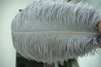 

Free Shipping 100pcs 18-20inch grey Ostrich Feather plume for Wedding centerpiece wedding decor party event supply