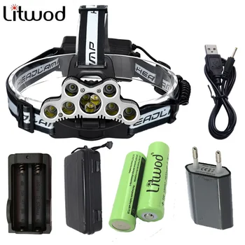 

Litwod Z30 9 CREE White light Led Headlamp Headlight Head Flashlight Torch XM-L T6 Headlamp Double Charger Battery Charger Box