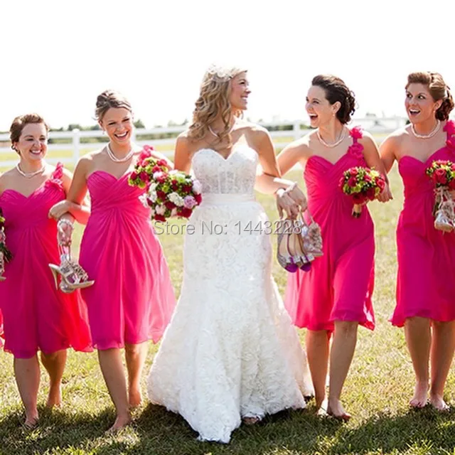 Popular Short Hot Pink Bridesmaid Dresses-Buy Cheap Short Hot Pink ...